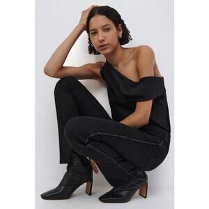 NWT Jonathan Simkhai Rae Embellished Striped Jeans Black Size 29